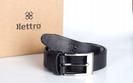 Letttro Skórzany pasek męski do spodni - czarny