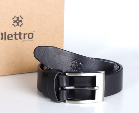 Letttro Skórzany pasek męski do spodni - czarny