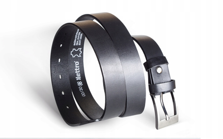 Letttro Skórzany pasek męski do spodni - czarny