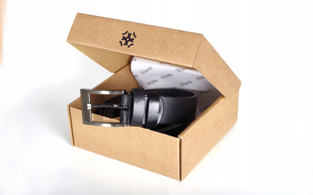 Letttro Skórzany pasek męski do spodni - czarny